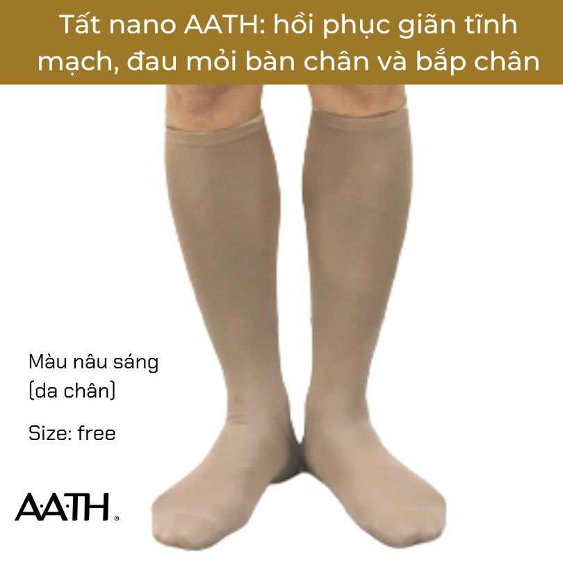 Vớ gối nano AATH Nhật Bản - giãn tĩnh mạch, đau cổ chân, lạnh bàn chân