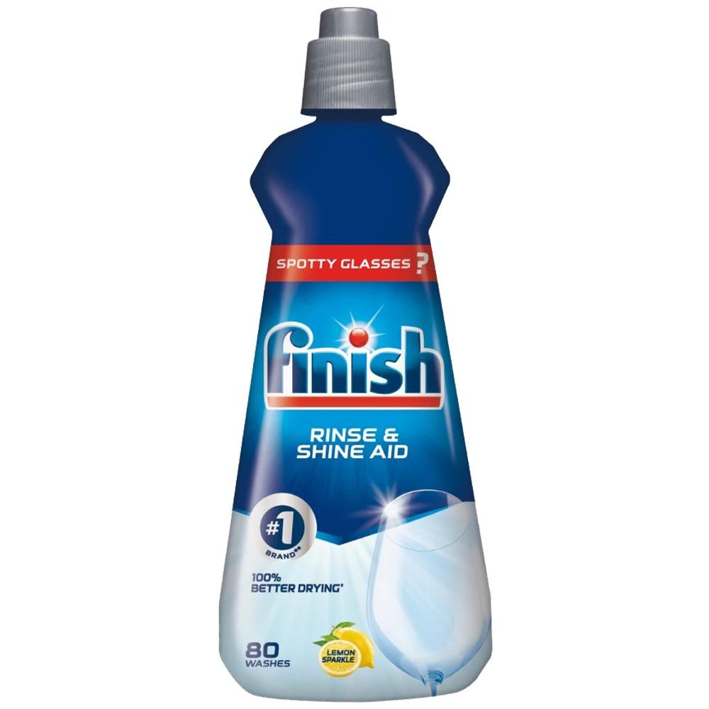 Nước làm bóng và khô bát, đĩa Finish Dishwasher Rinse &amp; Shine Aid Lemon 400ml QT017390 - hương chanh, nước trợ xả máy rửa bát