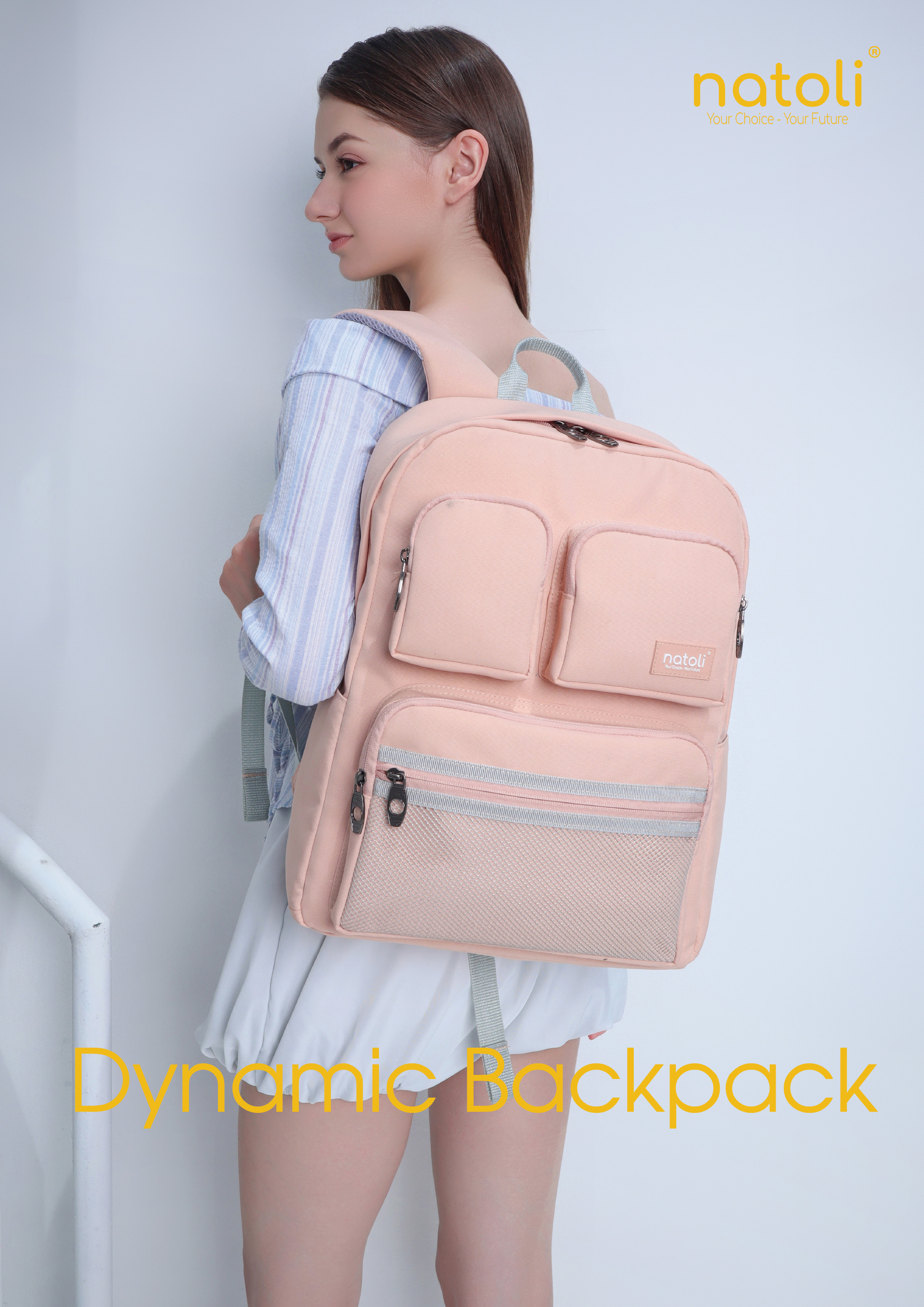 Balo nữ Dynamic Backpack B1 chính hãng NATOLI nhiều ngăn kháng nước siêu nhẹ thời trang phong cách cao cấp