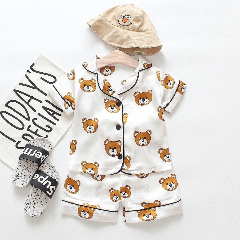 Đồ Bộ Pijama Cộc Tay Cho Bé In Hình Gấu Cute, Đồ Ngủ Cộc Tay Pizama Cho Bé Từ 7-28kg - TINY KIDS