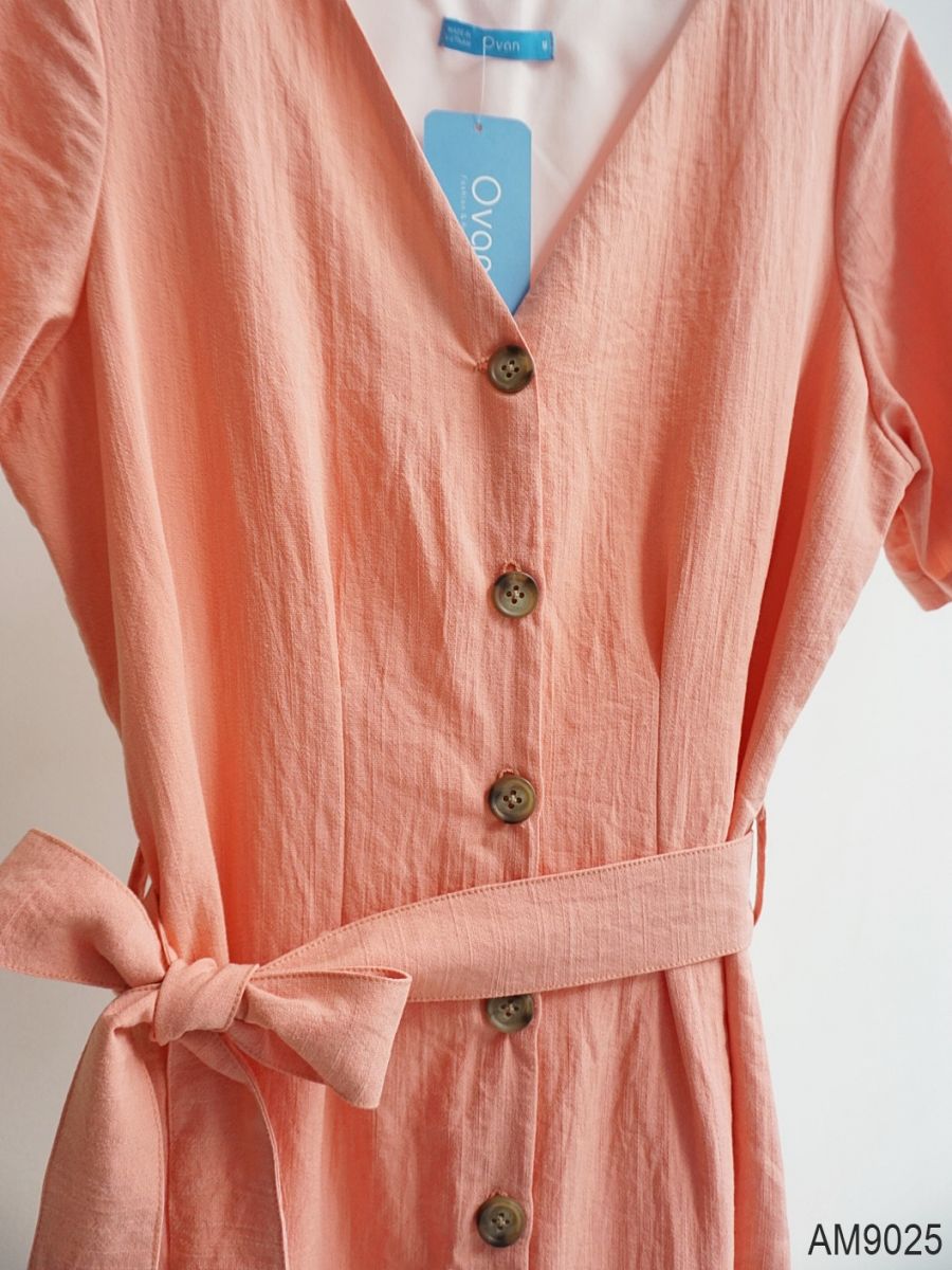 Đầm đuôi cá Nữ linen kèm thắt lưng OvanMade AM9025
