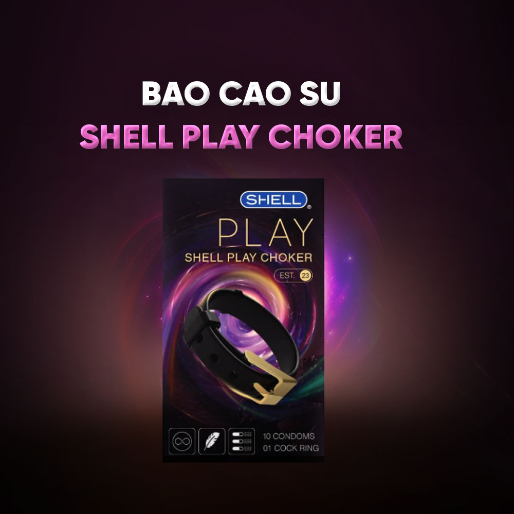 Bao cao su Shell Play Choker 6 tính năng - Hộp 10 cái + 1 vòng đeo kéo dài thời gian