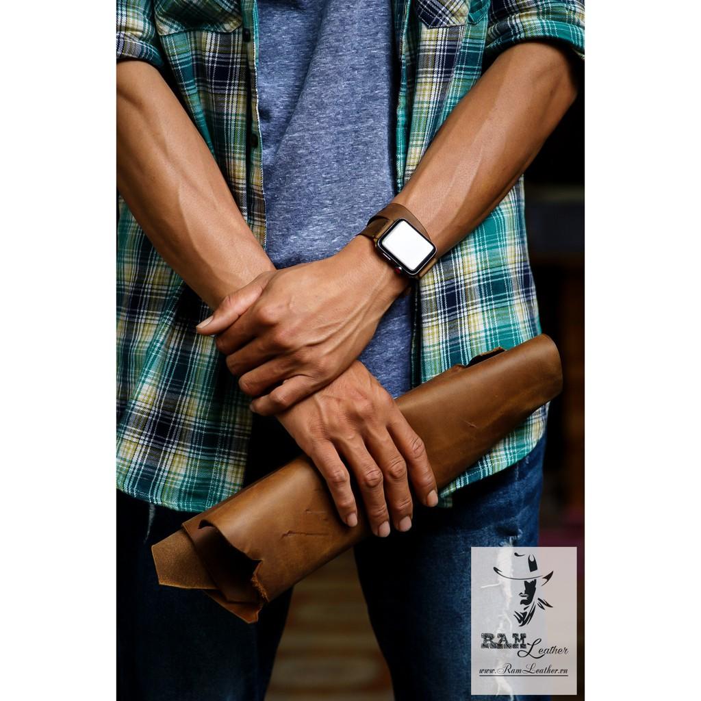 DÂY APPLE WATCH DA BÒ THẬT DOUBLE STRAPS CAO CẤP - CHÍNH HÃNG RAM LEATHER-SIZE APPLE WATCH 38/40 ,42/44
