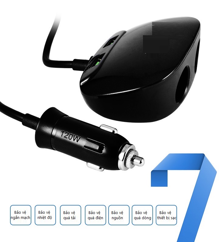 Bộ chia tẩu sạc trên ô tô 2USB tích hợp cầu chì chống cháy nổ bảo vệ thiết bị M513