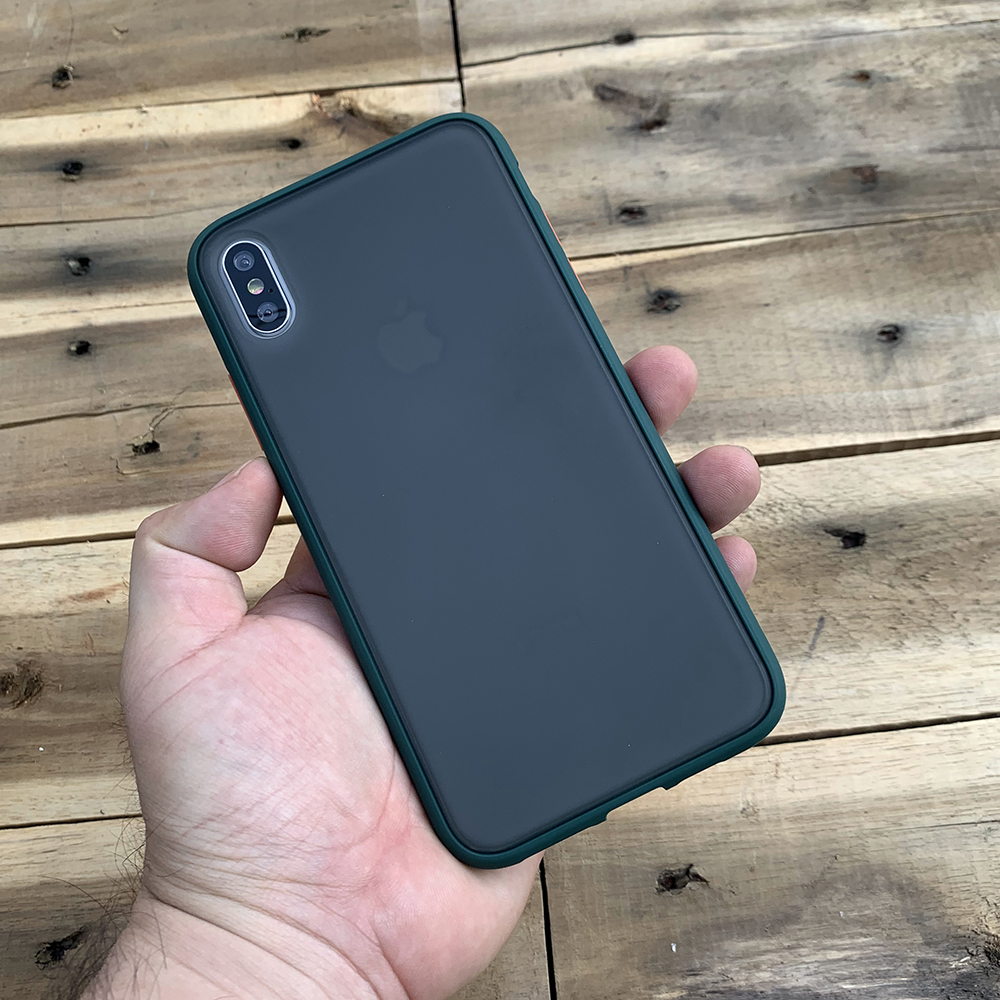 Ốp lưng chống sốc dành cho iPhone XS Max nút màu cam - Màu xanh đậm