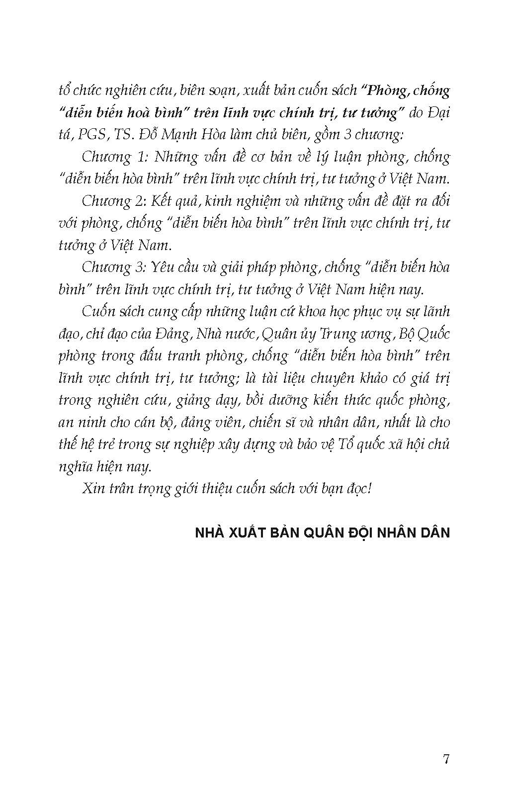 Phòng, Chống "Diễn Biến Hòa Bình" Trên Lĩnh Vực Chính Trị, Tư Tưởng