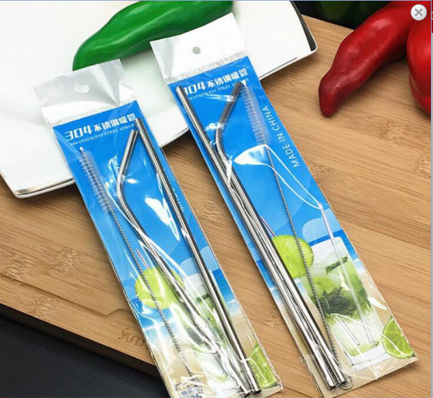 Bộ ống hút inox 304 thân thiện môi trường 2 ống hút + 1 cọ rửa - Stainless steel straw