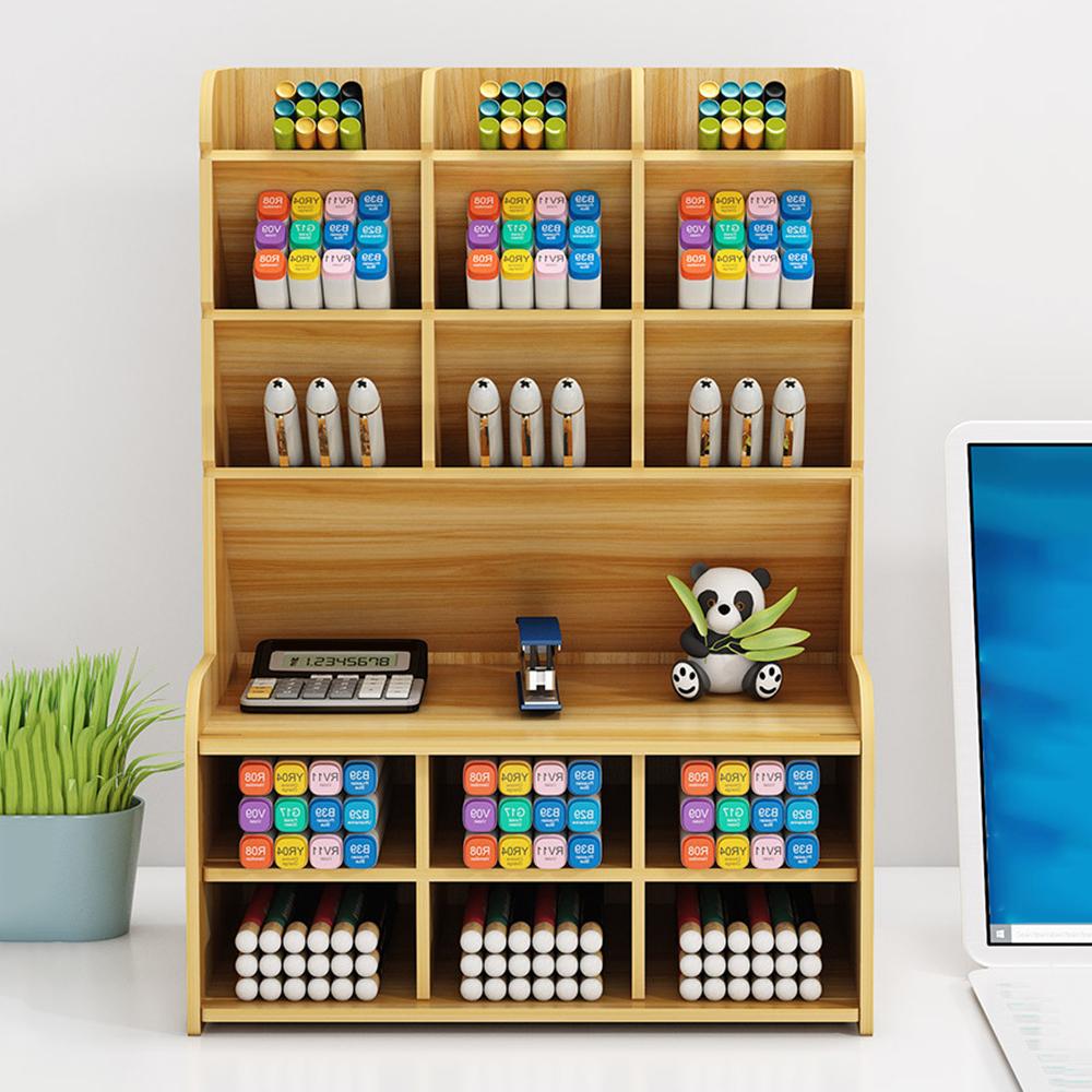 Hộp đựng bút để bàn bằng gỗ Với 9 ngăn nghiêng và 6 ngăn đáy phẳng cho gia đình