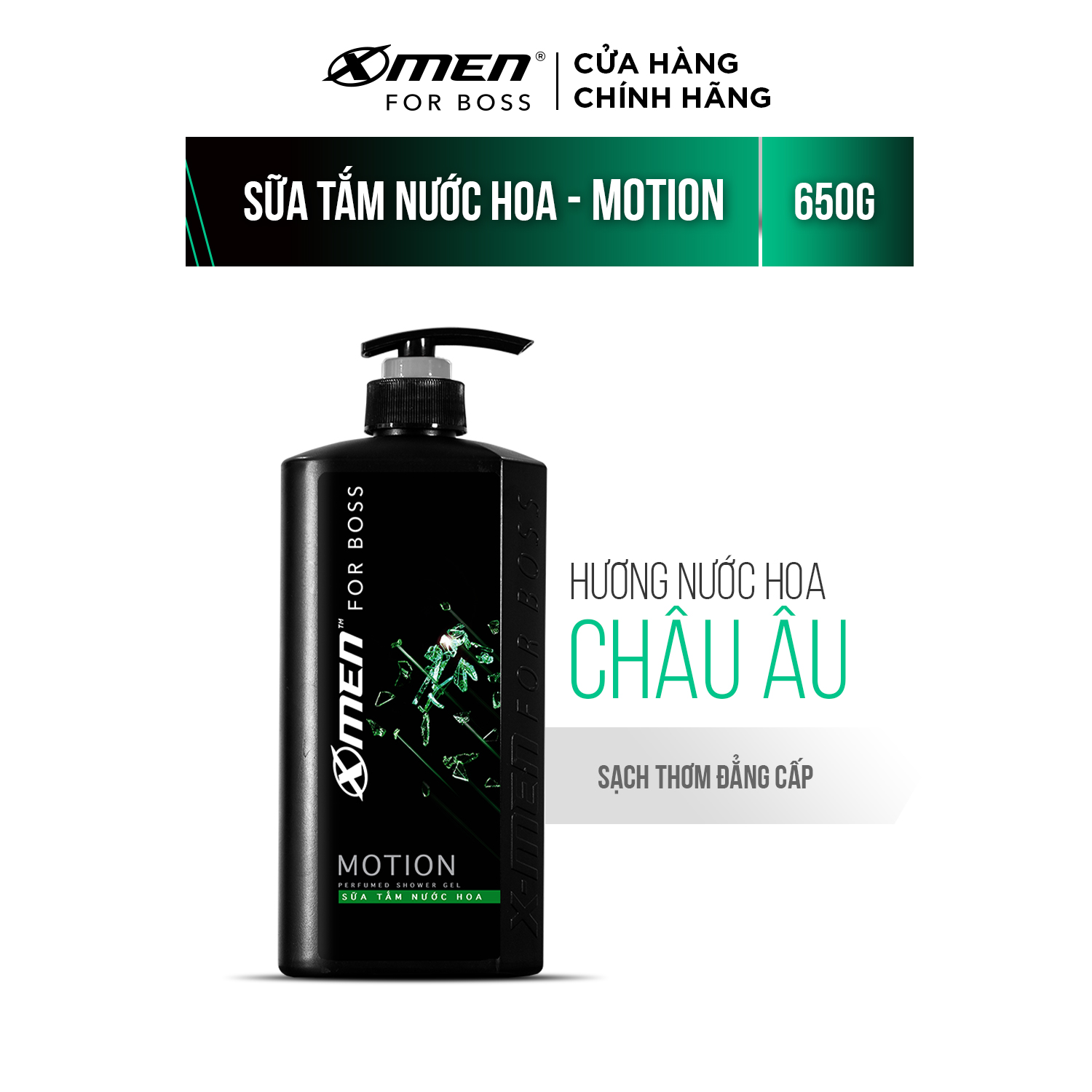 Sữa tắm nước hoa X-Men For Boss Motion - Mùi hương năng động phóng khoáng 650g