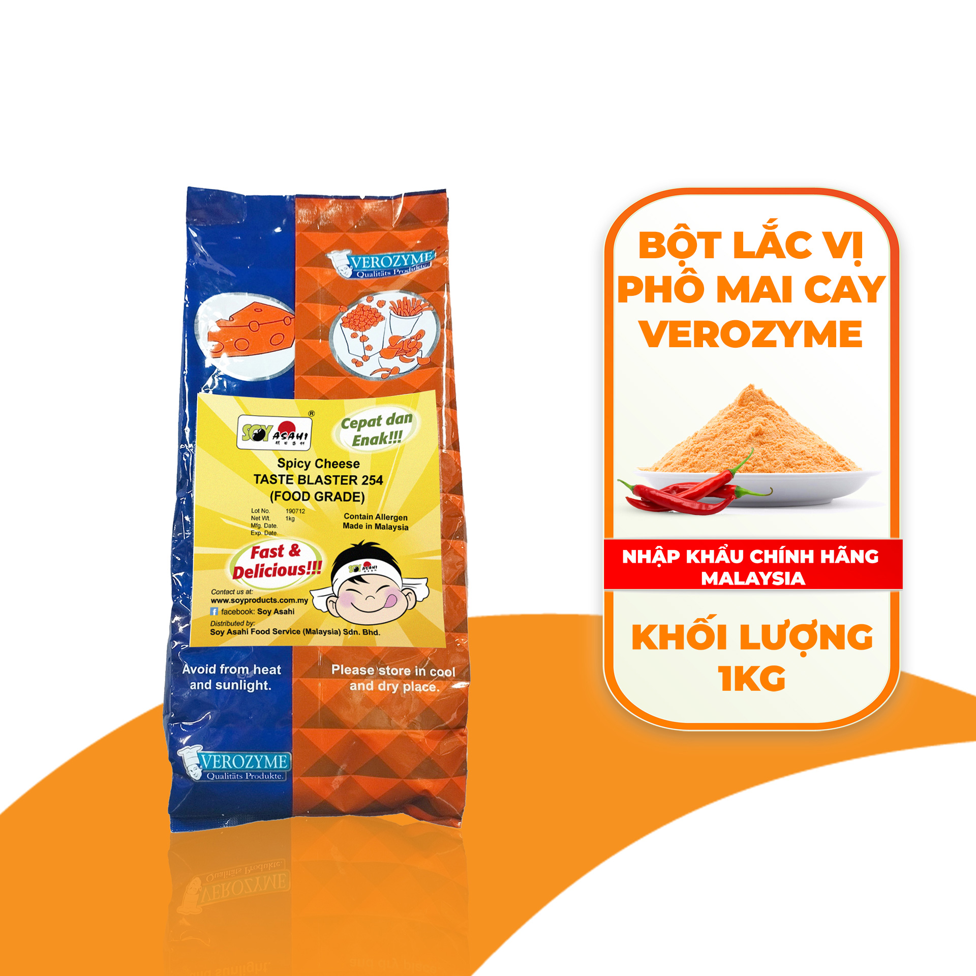 [Verozyme] Bột Phô mai cay Malaysia - Spicy Cheese Taste Blaster - 1kg