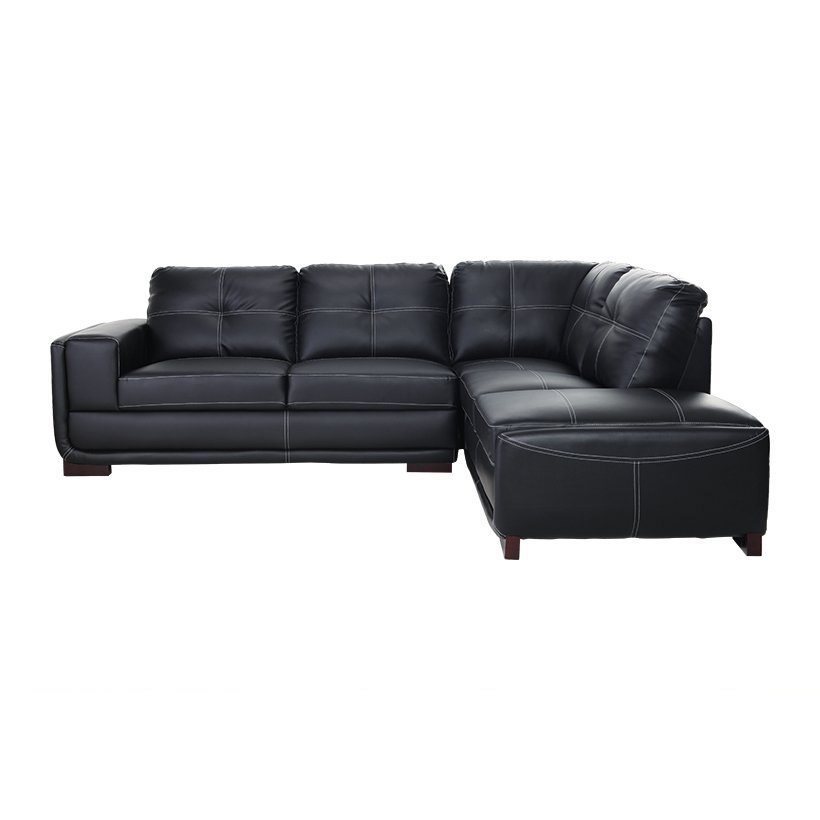 Sofa Da Chữ L Juno Carol/L Plus 265 x 208 x 87 cm (Đen)