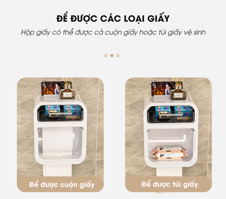 Hộp Đựng Giấy Vệ Sinh 2 Tầng Cao Cấp Hộp Đựng Giấy Hộp Giấy Vệ Sinh Có Kệ Để Điện Thoại Dán Tường PABARO