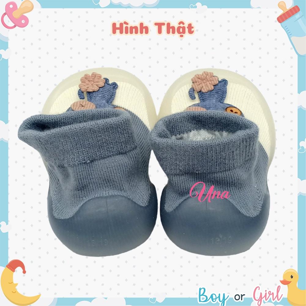 Giày Tập Đi Cho Bé Trai Bé Gái, Giày Tất Chống Trượt Đế Mềm Mại U10 Xám