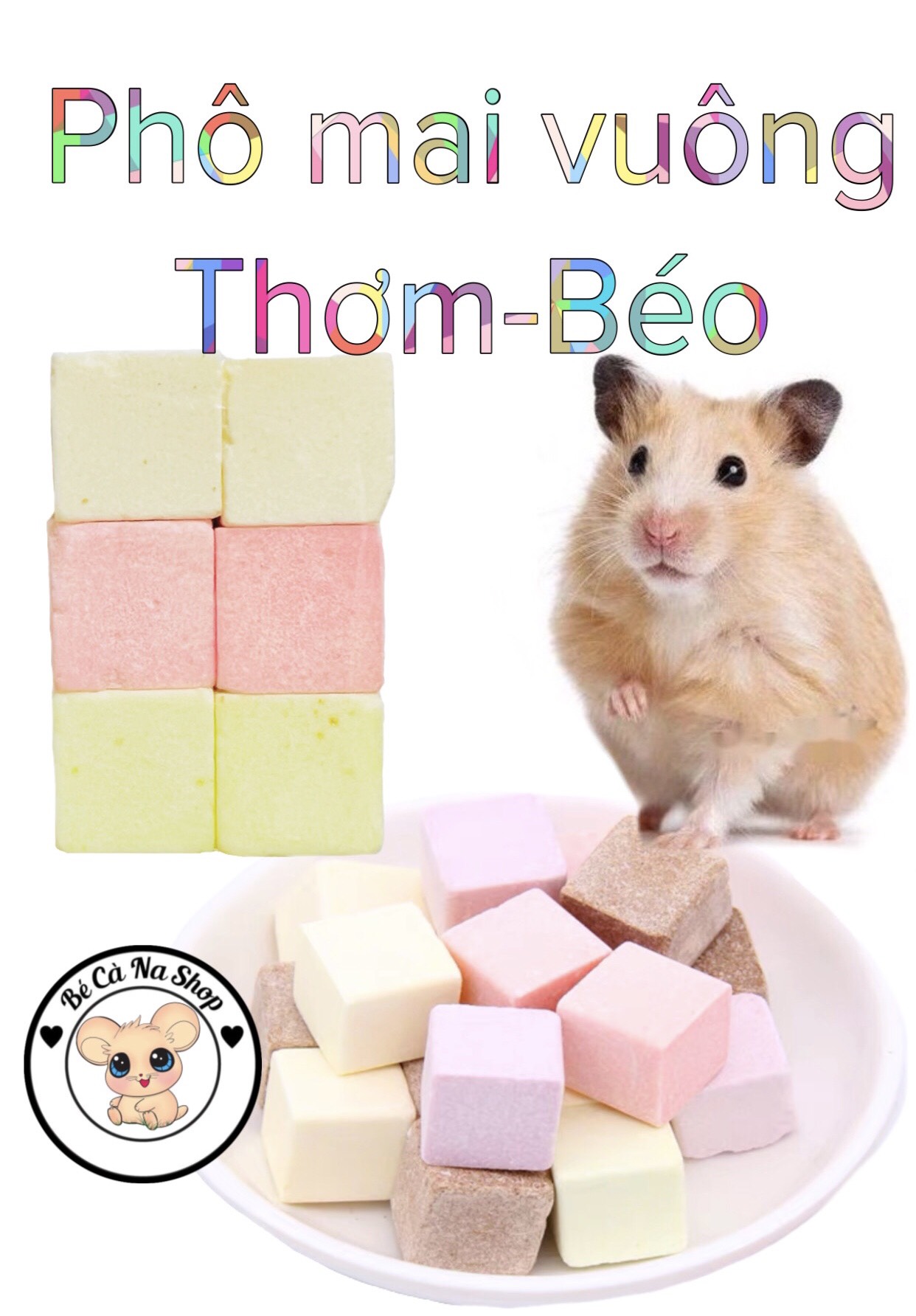 phô mai trái cây khối vuông, siêu thơm béo , thức ăn dặm , thưởng ăn vặt xịn cho hamster , thỏ bọ sóc chinchilla....