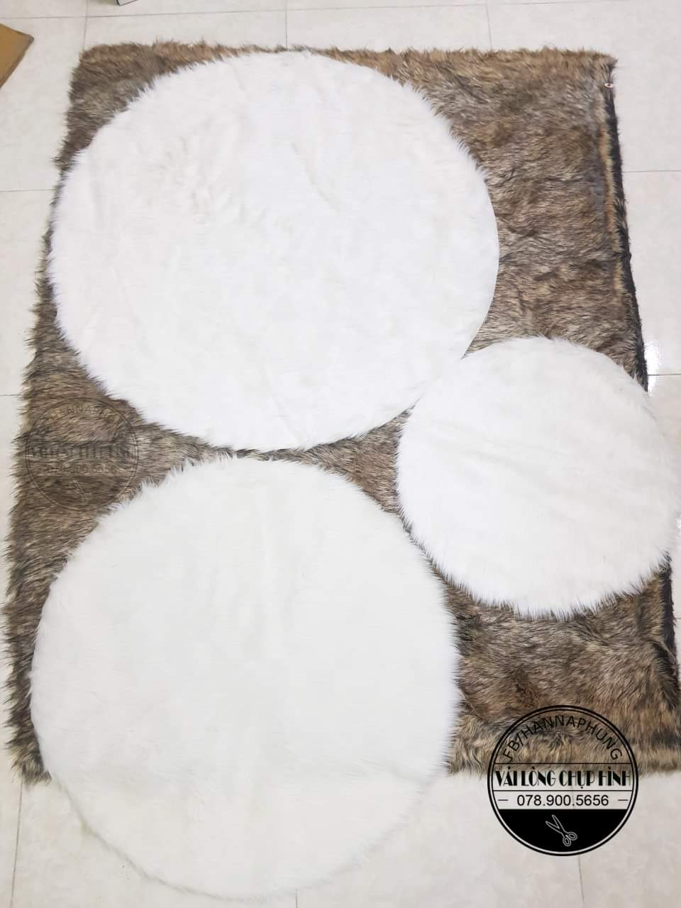 Thảm lông tròn chụp ảnh - Màu Trắng