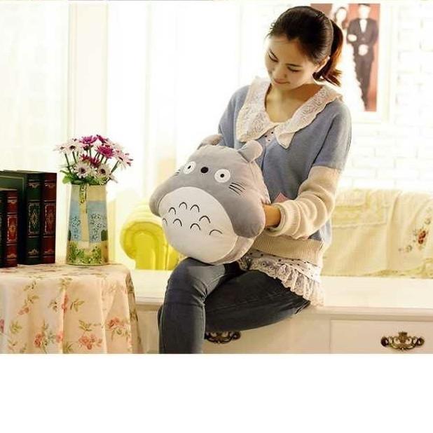 Gối mền văn phòng TOTORO tròn chức năng 3 trong 1, nỉ nhung siêu mịn