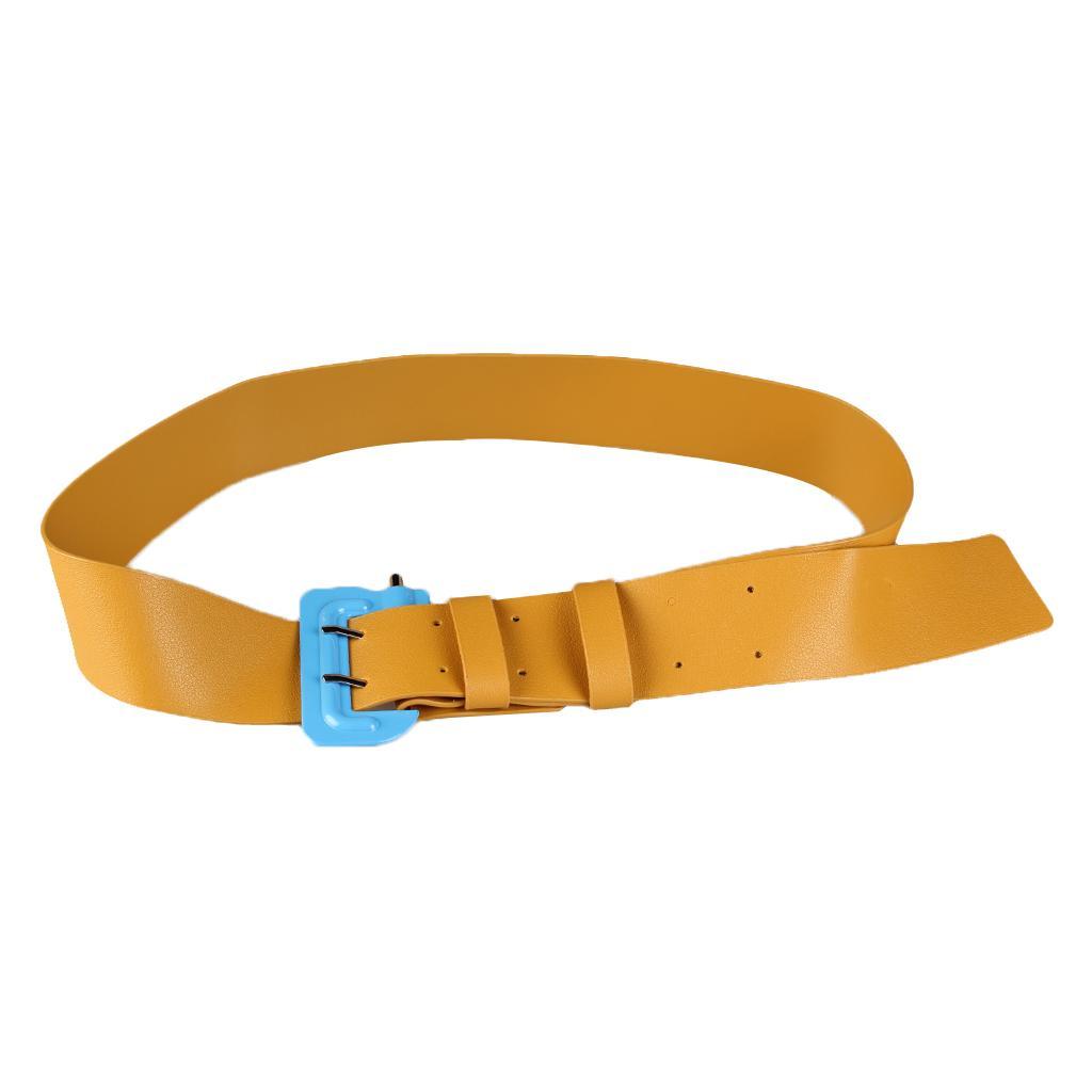 Womens Girls PU Leather Skinny Buckle Thin Elastic Stretch Waist Belt Waistband