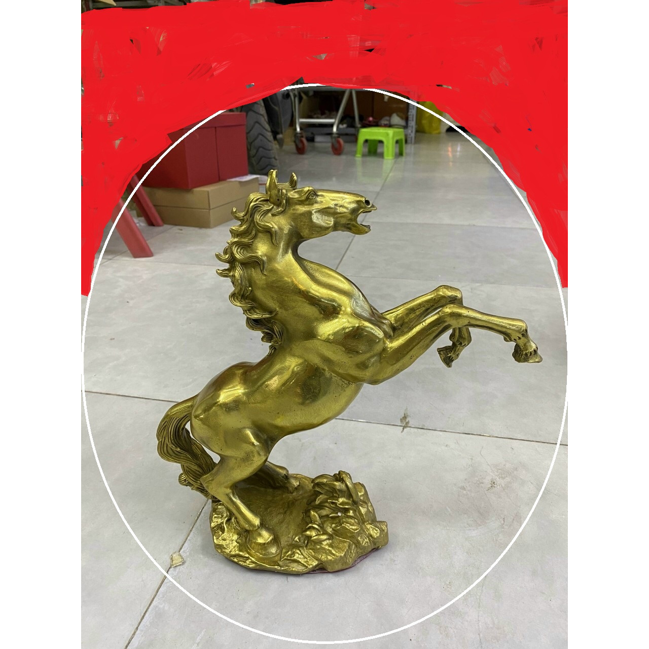 Decor trang trí để bàn - Ngựa hí màu gold (kt 27x28cm)