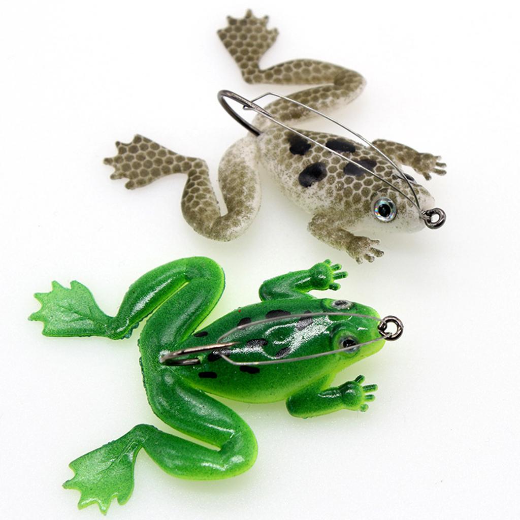 5pcs Frog Fishing Lures Soft Topwater Frog Crankbait with Hook Green