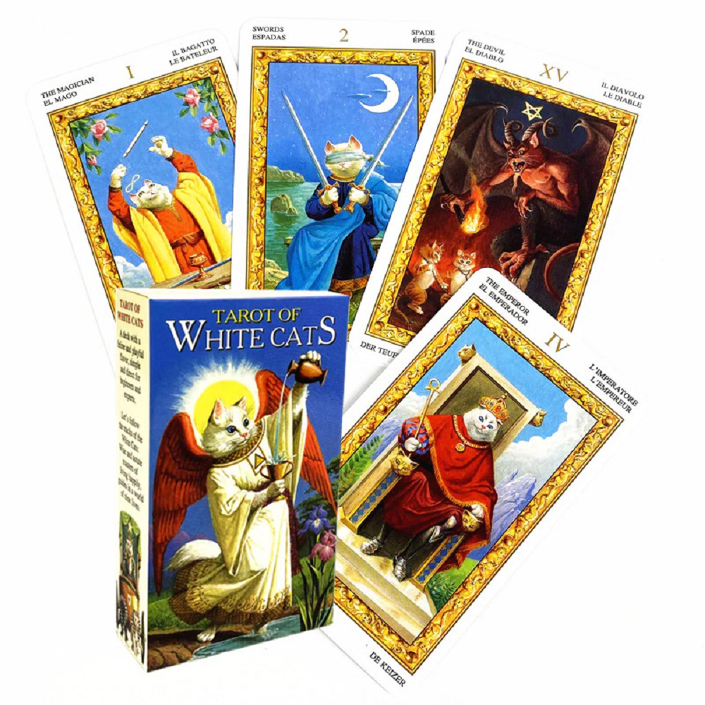 Bài Tarot Of White Cats 78 Lá Bài Tặng File Tiếng Anh Và Đá Thanh Tẩy