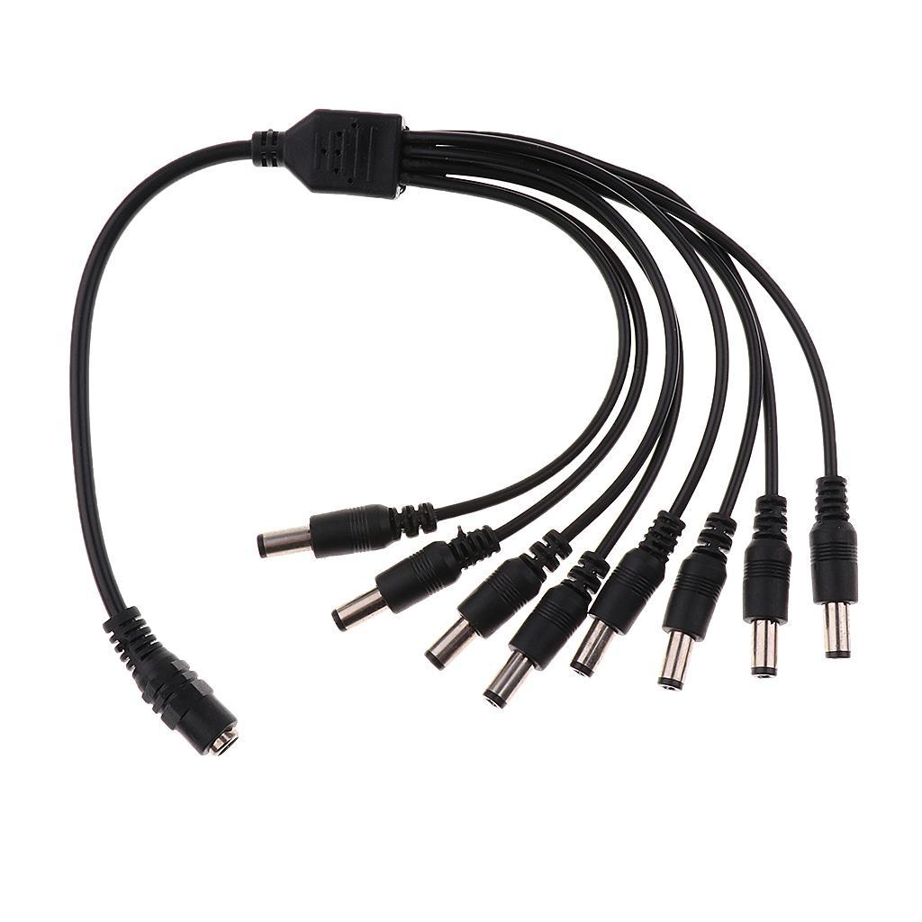 39cm Power Supply Adapter 8 Split Power Cable for CCTV Camera DVR Black
