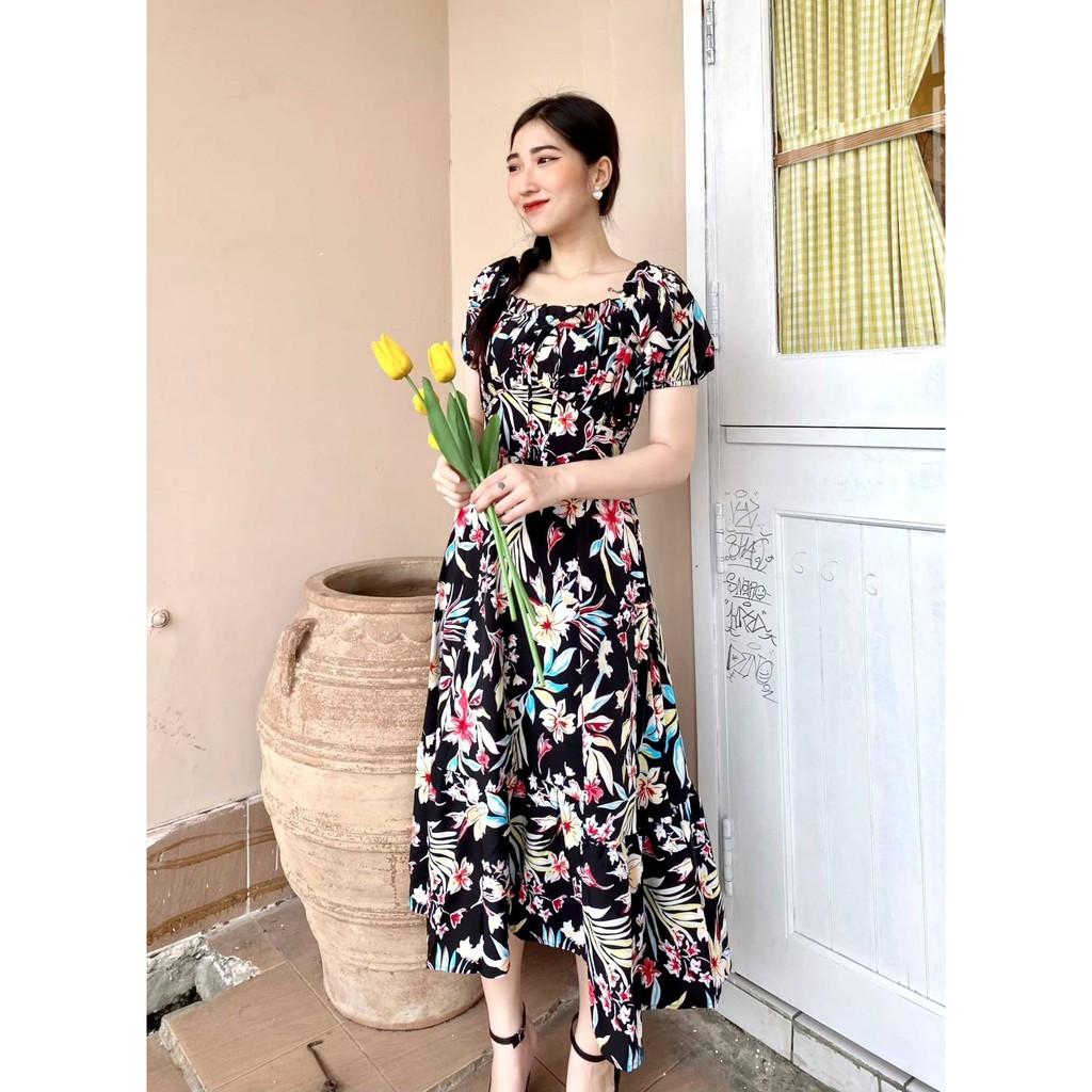 Đầm Hoa Lá Đen Th04