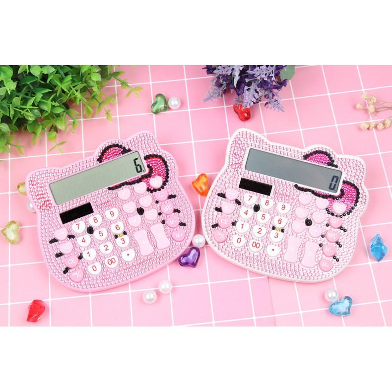 Máy tính bỏ túi hình mèo hello kitty gắn đá kim cương