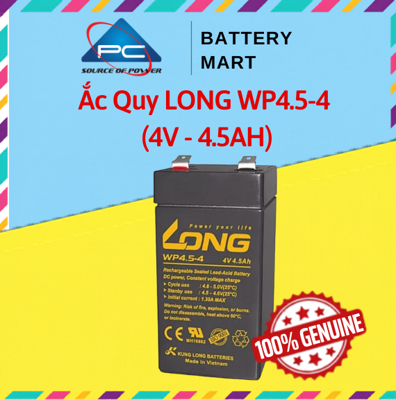Ắc Quy LONG WP4.5-4 4V 4.5AH Chính Hãng Dùng Cho Cân Điện Tử, Đèn Thoát Hiểm, UPS