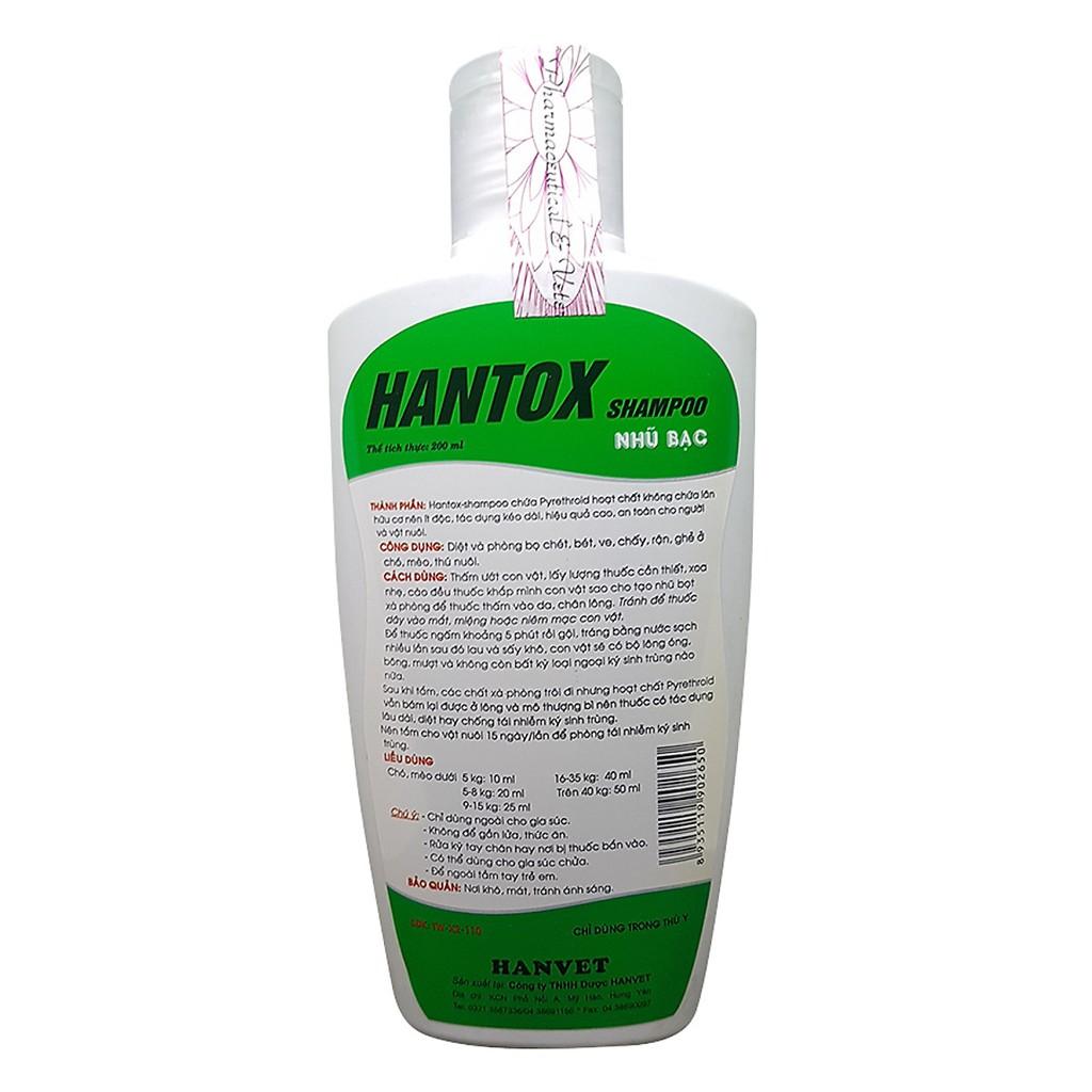 Sữa Tắm Trị Ve Rận Bọ Chét Cho Chó Mèo Hantox Shampoo Xanh 200ml - Long Vũ Pet Shop