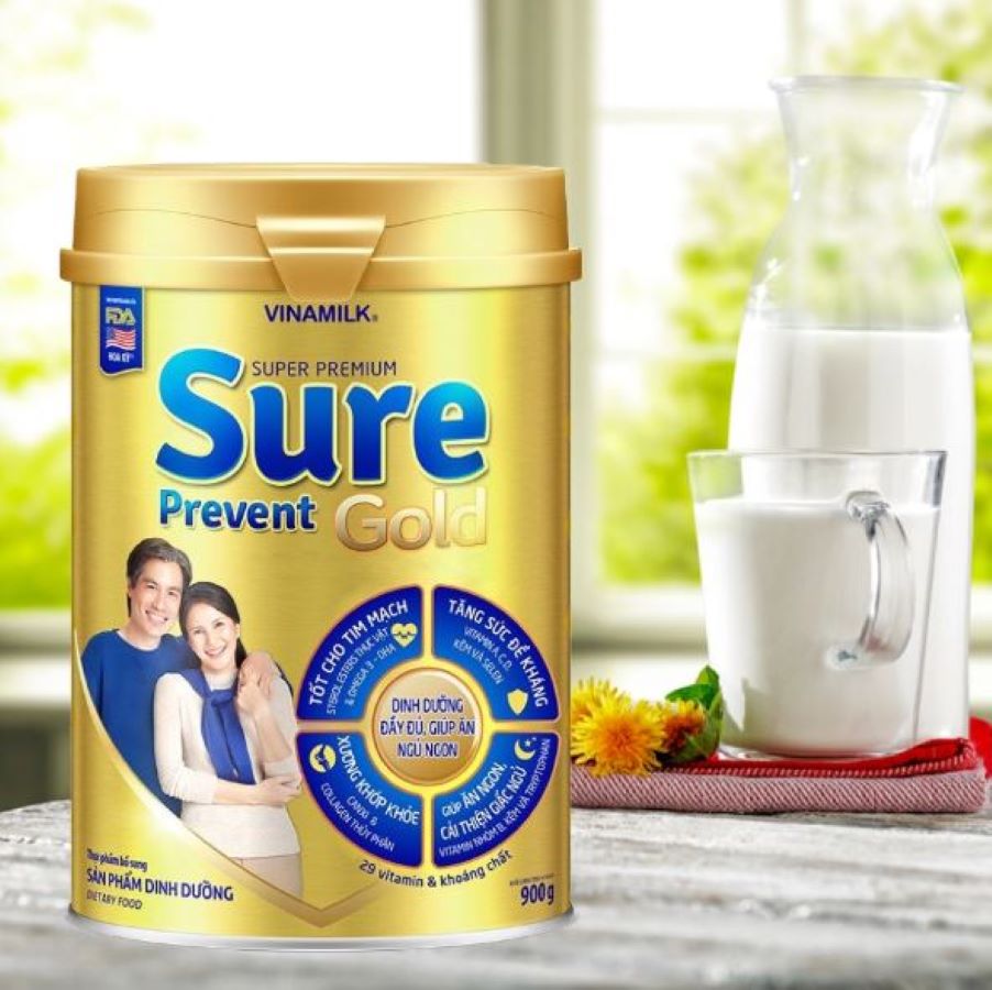 Sữa bột Vinamilk Sure Prevent Gold giúp hệ xương khớp chắc khỏe lon 900g