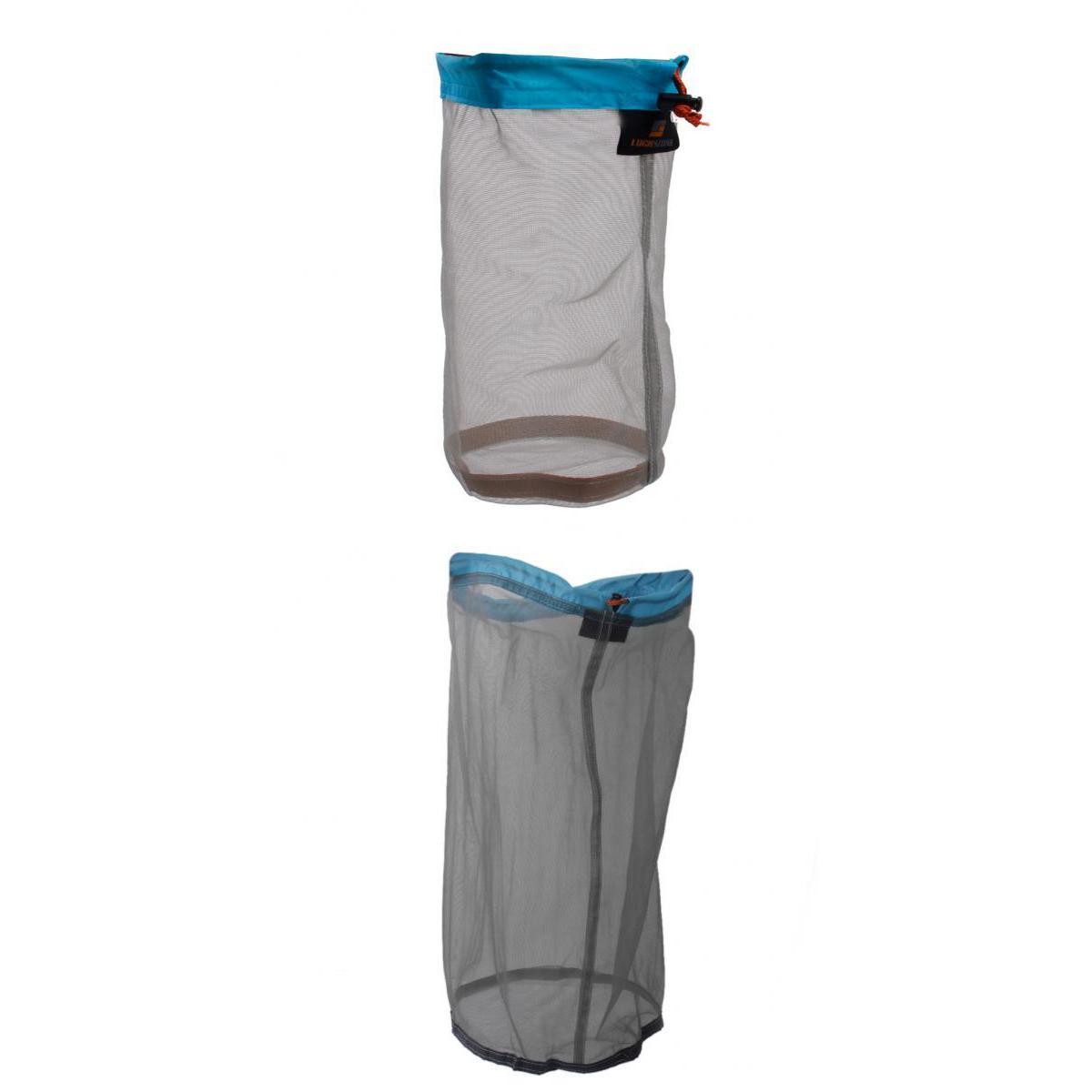 2x Travel Camping Fishing Ultralight Mesh Stuff Sack Drawstring Bag XL+S