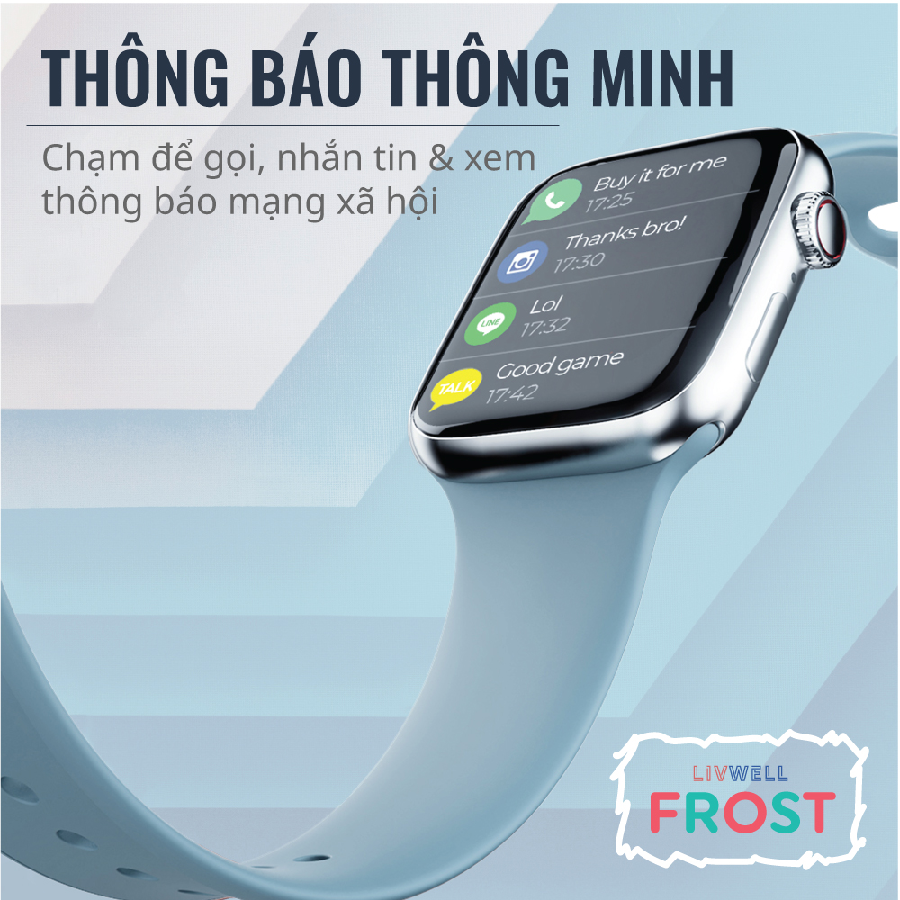 Đồng hồ thông minh LivWell Frost - Hàng Chính Hãng - Bảo Hành 12 Tháng 1 Đổi 1 - XÁM LẠNH