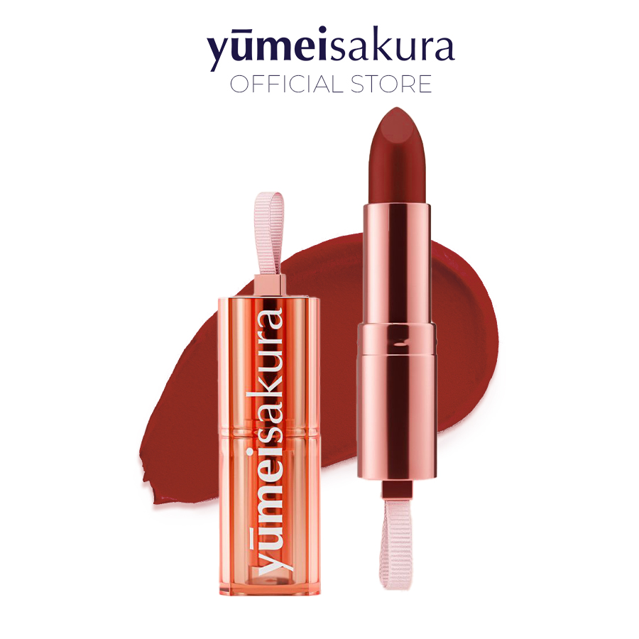 Son Thỏi Màu Đỏ Gạch Lì Mịn Siêu Dưỡng Yumeisakura Chotto Matte Kiss Me Maroon Lipstick YMS11 3.5g