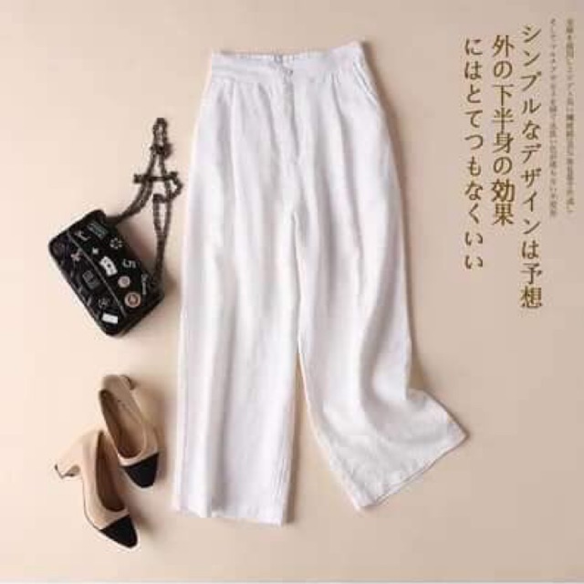 Quần culottes cúc khóa chun lưng chất đũi siêu mát kiểu nhật