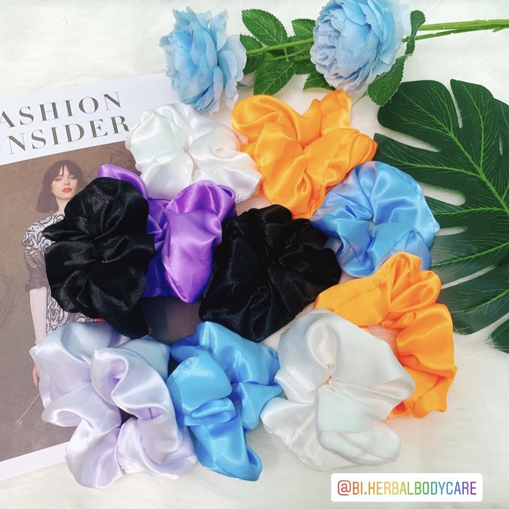 Scrunchies cột tóc vải phi bóng dành cho bạn nữ màu sắc ngẫu nhiên