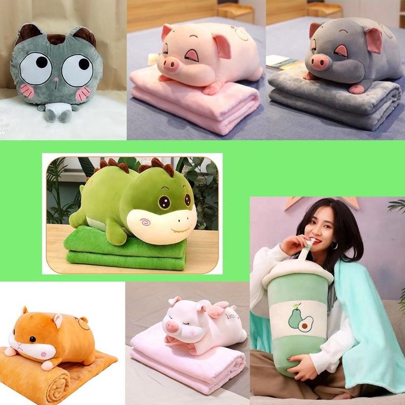 Bộ chăn kèm gấu bông 2 trong 1 dễ thương