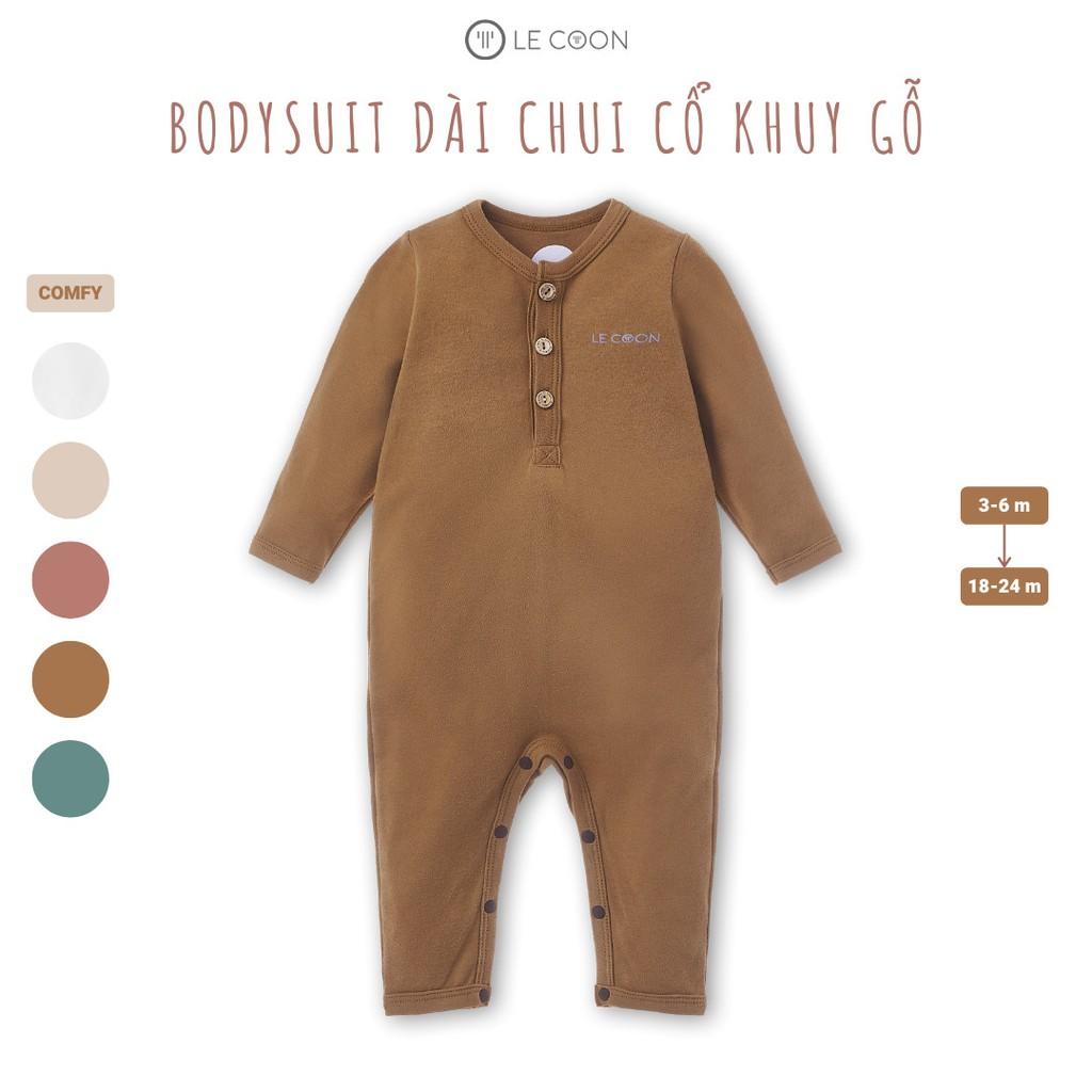 Bodysuit dài chui cổ khuy gỗ LC0549 Le coon - Be,9-12M