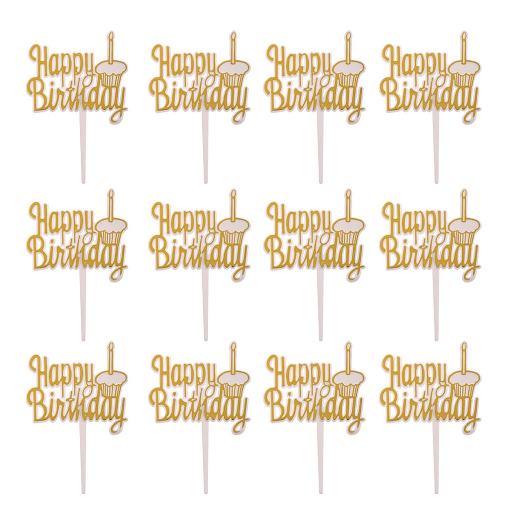 Gói 12 Happy Bánh Sinh Nhật Topper Cupcake Phím Nhà Đảng Bánh Centerpieces
