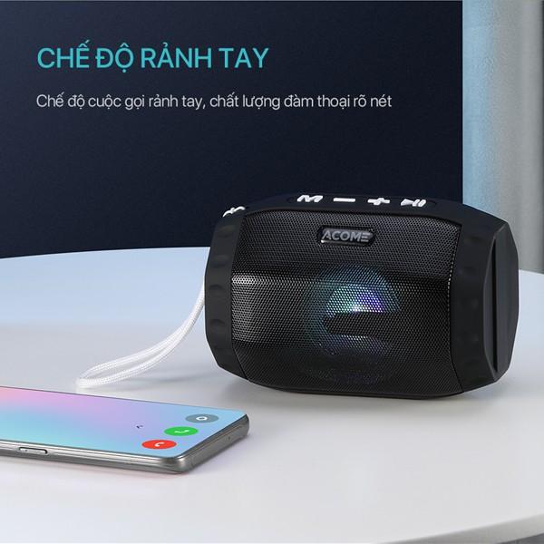 Loa Nghe Nhạc Bluetooth ACOME Công Suất 5W, Hỗ Trợ Kết Nối MicroSD, USB, Đài FM, Playtime 6H - Hàng Chính Hãng