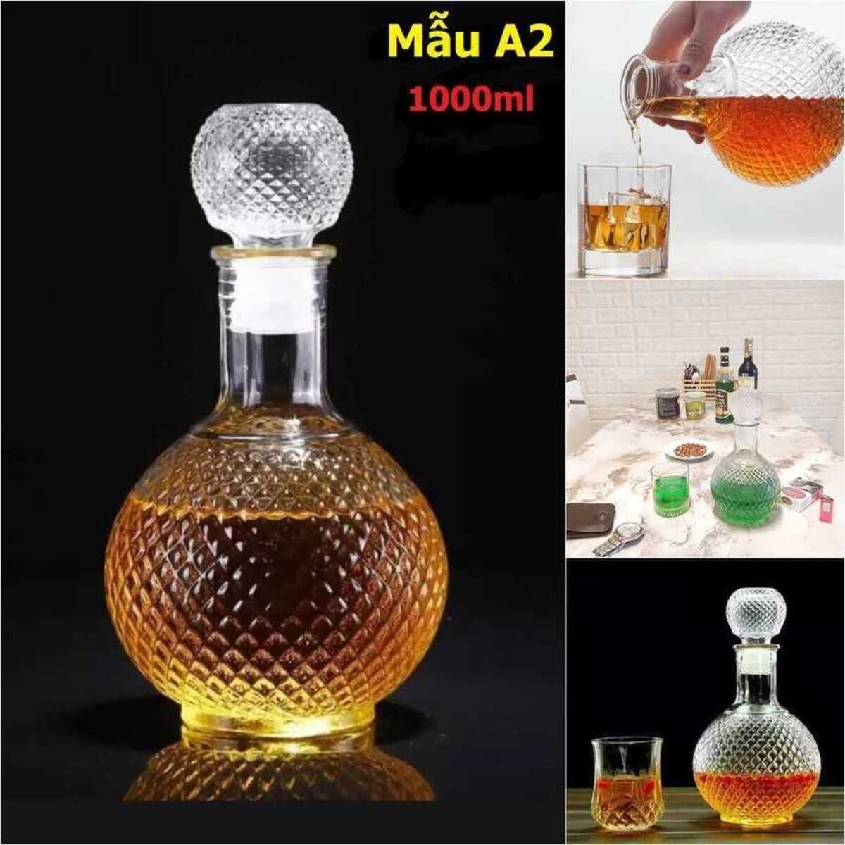 Chai Đựng Rượu Thủy Tinh (combo 4 cái) - Vỏ Chai Rượu Đẹp - Bình Đựng Rượu Cao Cấp (A1,A2,B2,B3)