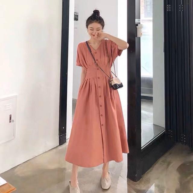 Đầm Suông Dài Hồng Đậm Xếp Li
