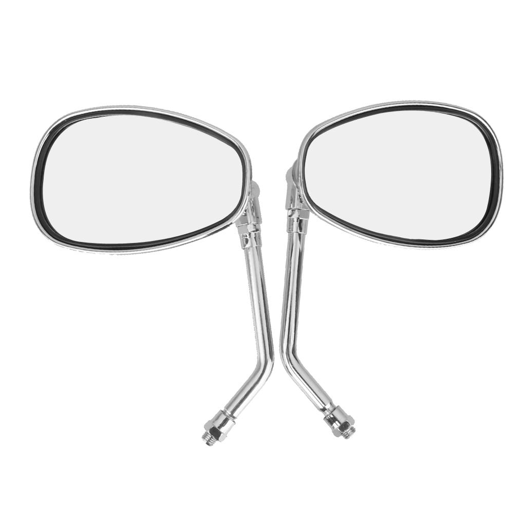 Motorcycle Chrome Oval Side Rearview Mirrors for Cruiser Chopper 10mm
