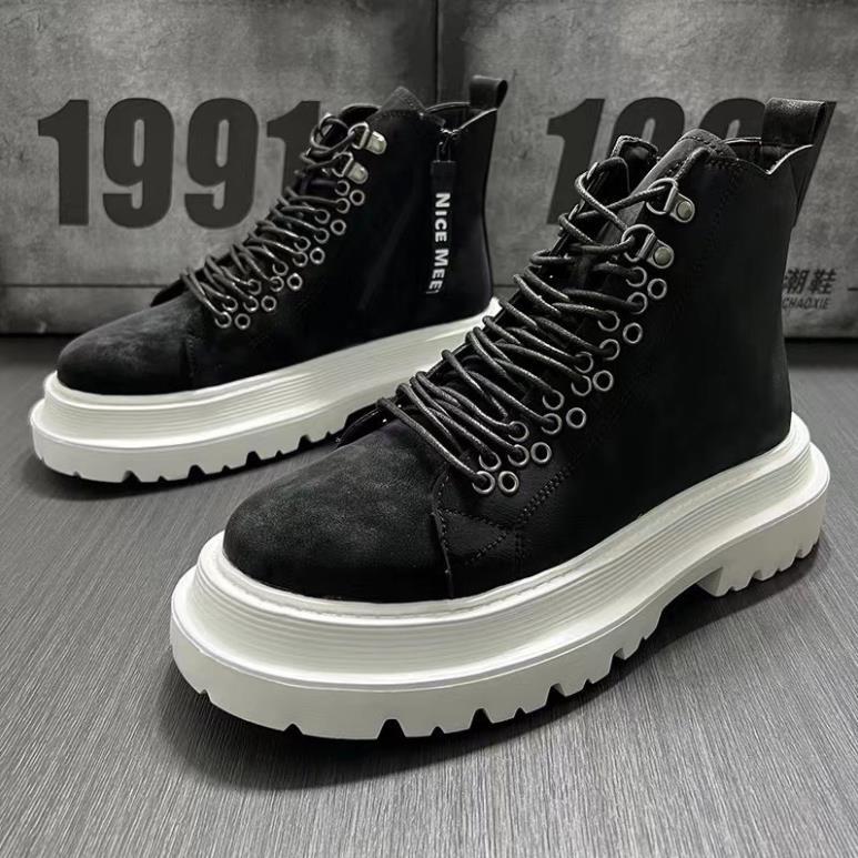 Hàng cao cấp Giày nam cao cổ, boot cổ cao, bốt nam tăng chiều cao 6,5 cm Zip New