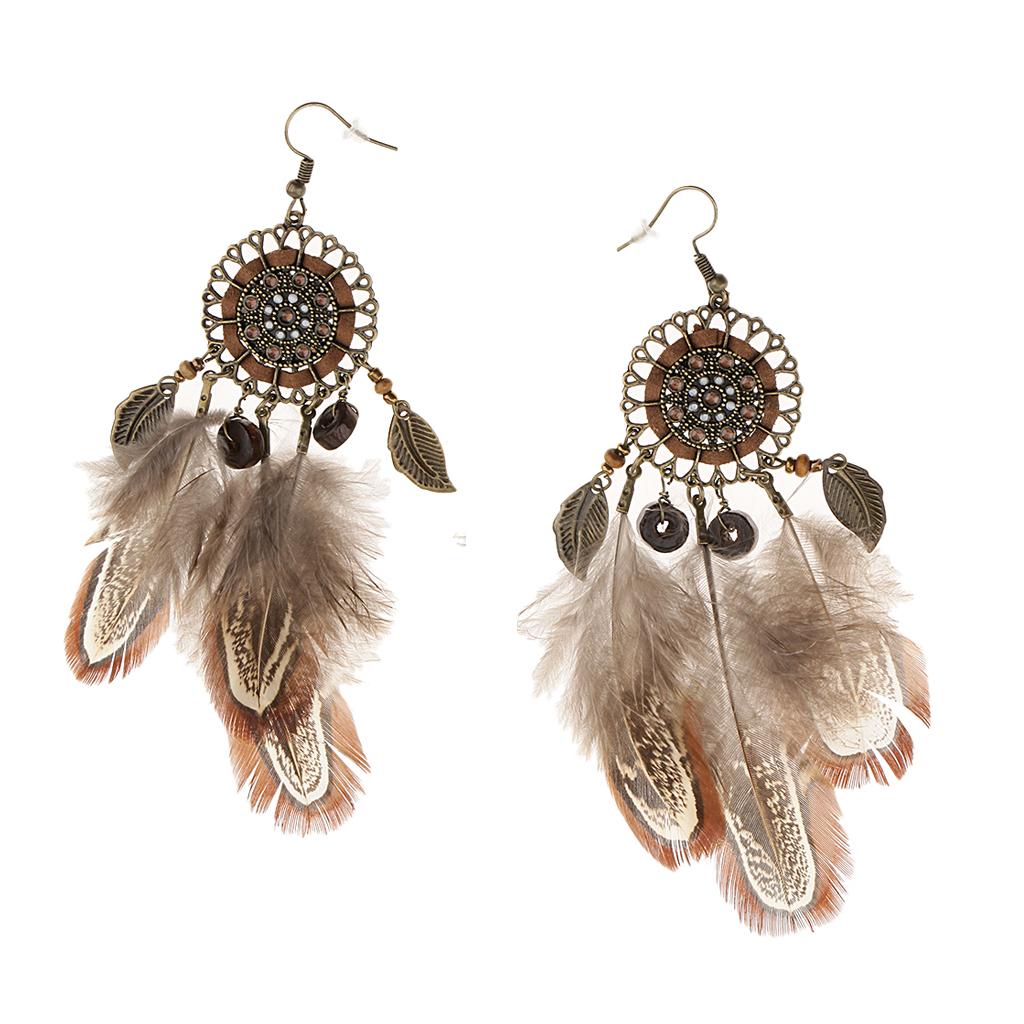Retro Long Earrings Fashion Feather Earrings Bohemian Ethnic Tassel Earrings