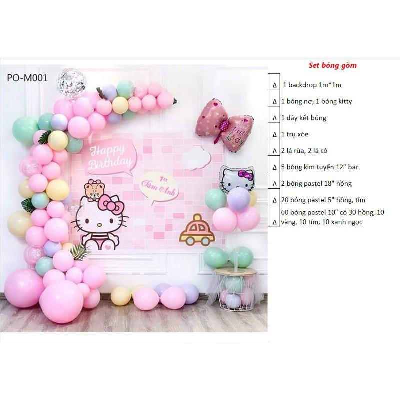SET BÓNG SINH NHẬT CHỦ ĐỀ KITTY CHO BÉ GÁI