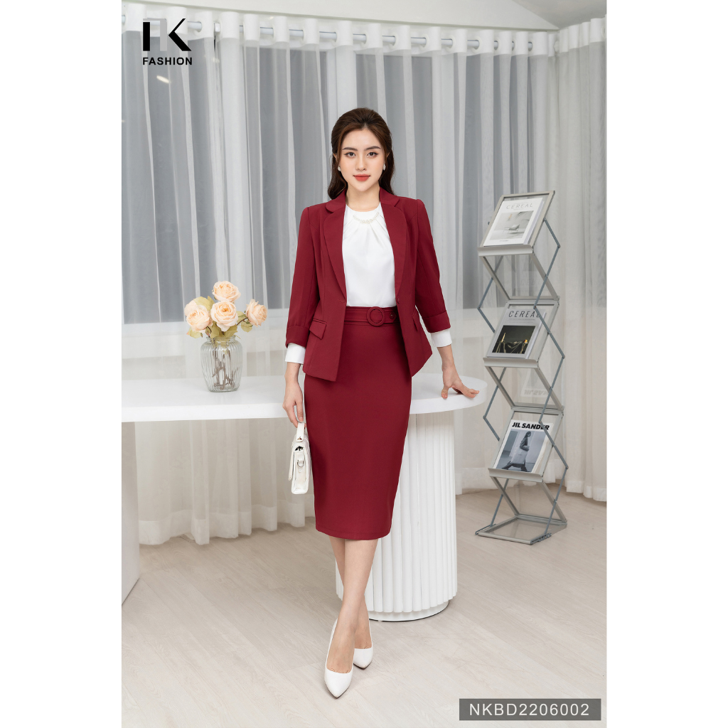 Chân Váy Bút Chì Đai Tròn NK FASHION NKCV2210002 Dài Ngang Gối, Thời Trang Công Sở