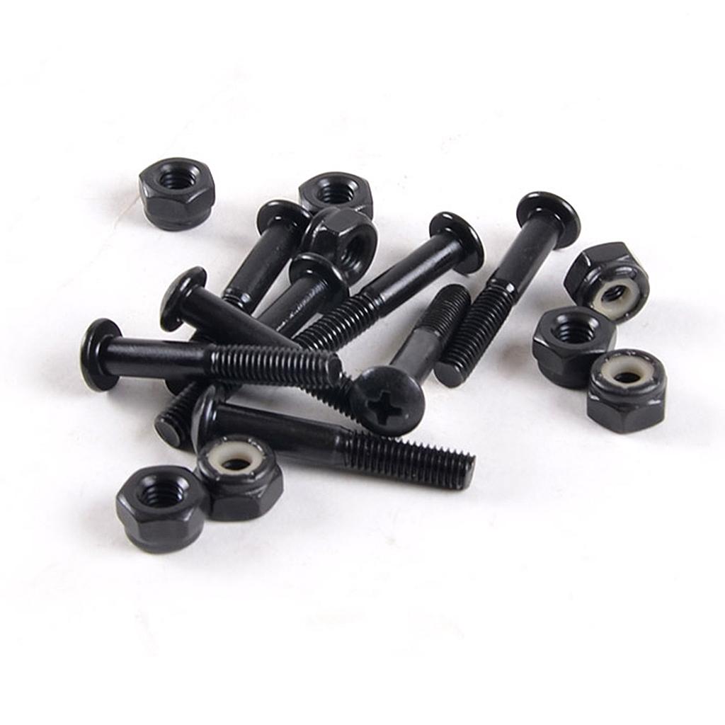 2x8 Pieces Longboard Skateboard 33mm Bolts Screws with Nuts Set Hardware Black