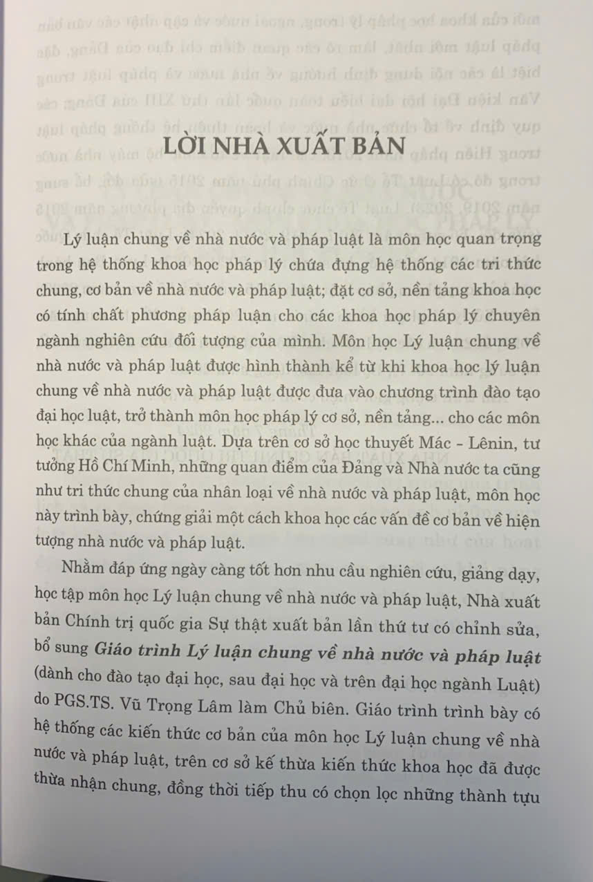 Giáo Trình Lý Luận Chung Về Nhà Nước Và Pháp Luật (Dành Cho Đào Tạo Đại Học, Sau Đại Học Và Trên Đại Học Ngành Luật) (Tái bản lần thứ tư, có chỉnh sửa, bổ sung)