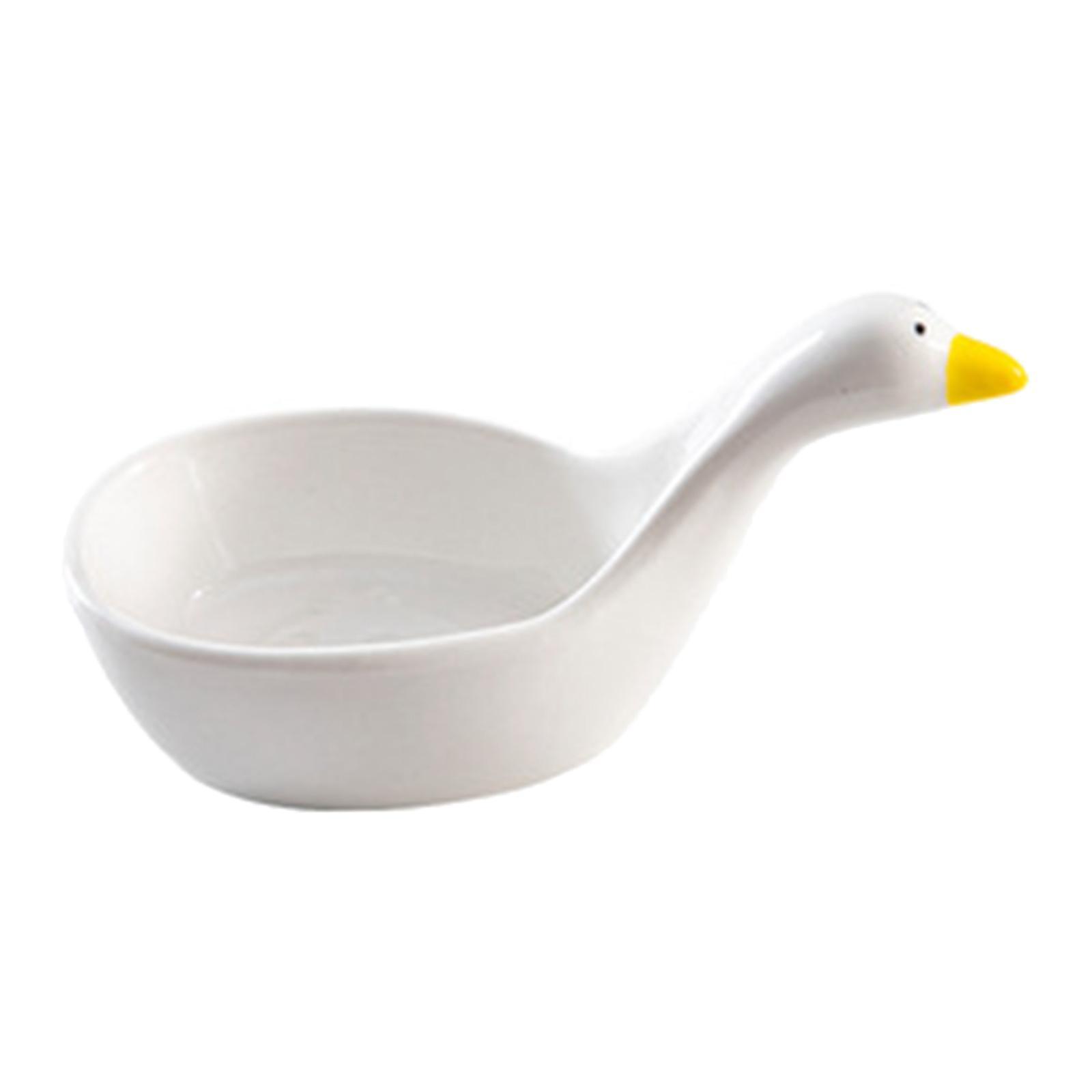 Cartoon Swan Soy Sauce Dipping Bowls Portable Ceramic for Restaurant Picnic