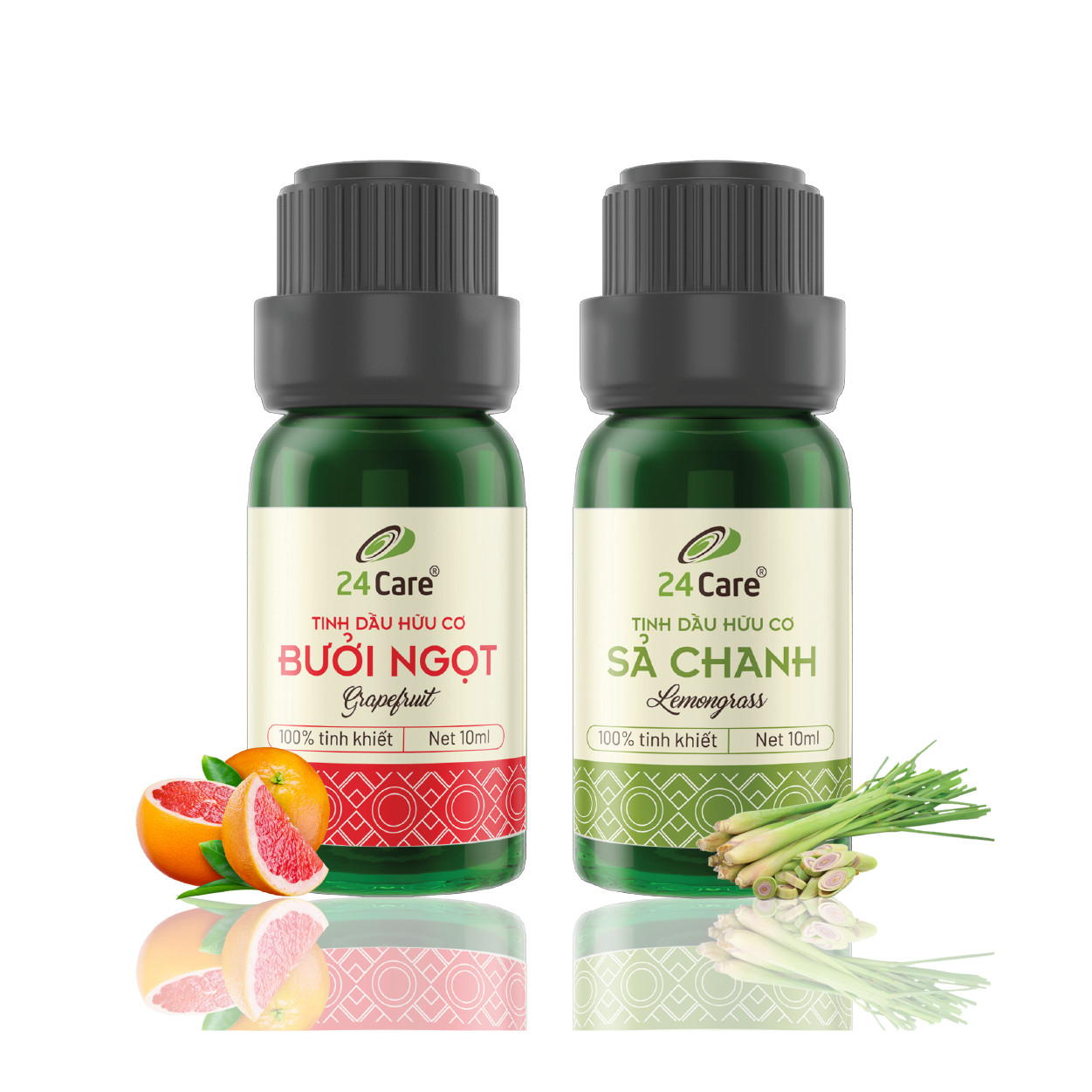 Combo 2 Tinh dầu Bưởi Úc + Sả Chanh 24Care 10ml/Chai